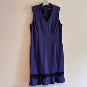 NWT The Limited Deep Blue Ruffled Sheath Midi Dress Dark Blue Size 6